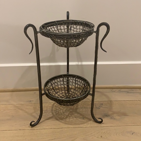 Other - Wrought Iron Two Tier Fruit Basket Bowl Stand